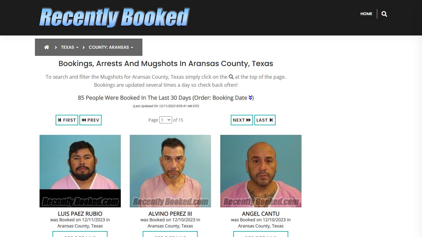 Recent bookings, Arrests, Mugshots in Aransas County, Texas